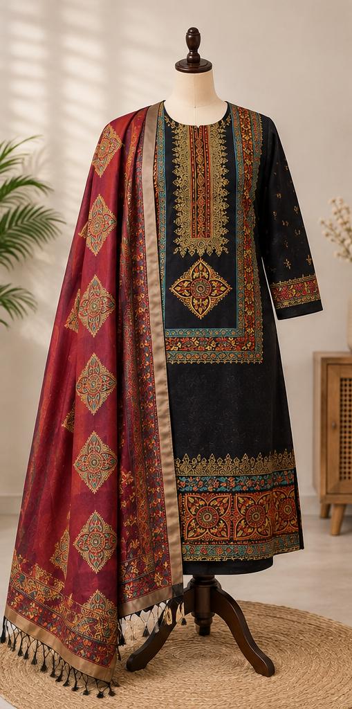 Shahjadi Exclusive Block Three Pieces